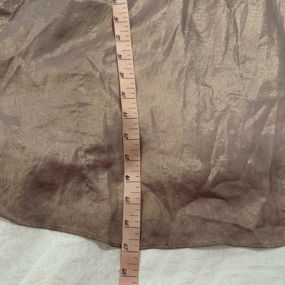 Nouvelle AMSALE Crushed Satin Popover Halter Gown gold elegant maxi - Picture 10 of 11